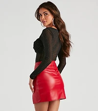 Sultry Fab Rhinestone Sheer Mesh Bodysuit