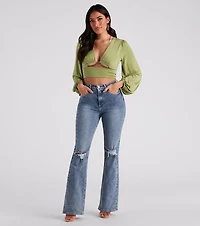 Blown Away Plunge Tie-Back Crop Top