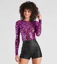 My Reflection Mirror Mesh Crop Top
