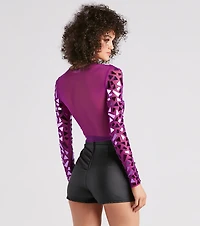 My Reflection Mirror Mesh Crop Top