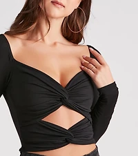 Wild Card Knit Cutout Crop Top