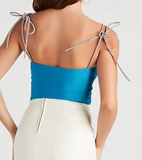 Party Girl Rhinestone Tie Strap Bustier