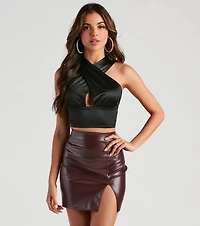 Sleek Satin Convertible Crop Top