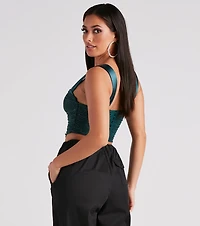 Awestruck Satin Glitter Bustier