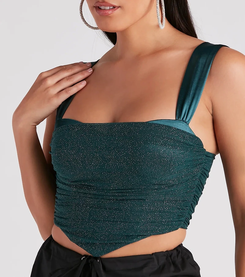Awestruck Satin Glitter Bustier