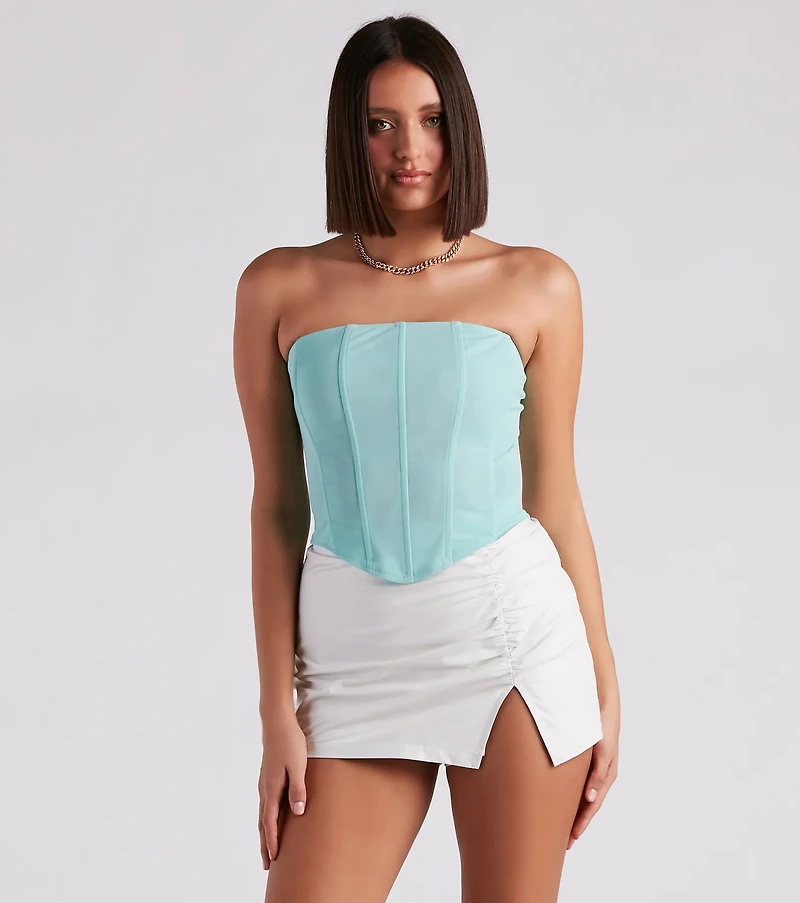 Hot Stuff Strapless Mesh Bustier