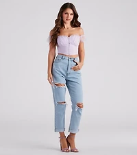 Polka Dot Cutie Mesh Crop Bustier