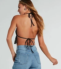Rodeo Babe Rhinestone Fringe Halter Top