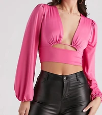 Blown Away Plunge Tie-Back Crop Top