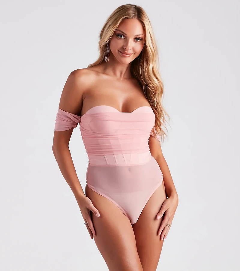 Another Date Mesh Bustier Bodysuit