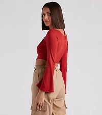 Effortlessly Sultry Bell Sleeve Crop Top