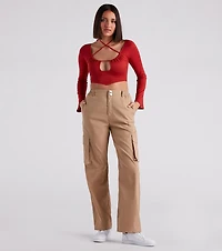 Effortlessly Sultry Bell Sleeve Crop Top