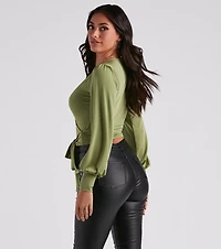 Slinky Knit Wrap Front Top