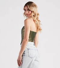 Girl On The Town Faux Leather Corset Top
