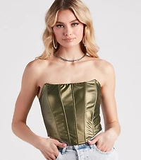 Girl On The Town Faux Leather Corset Top