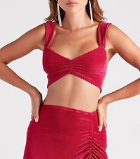Always Impressed Satin Pleated Crop Top