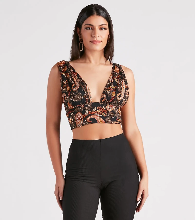 Pretty Paisley Convertible Crop Top