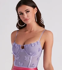 Social Butterfly Mesh Corset Top