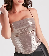 Take Me To The Disco Metallic Corset Top