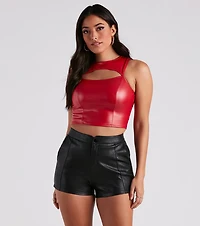 Cut To The Style Faux Leather Crop Top