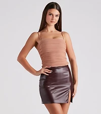 Mesh Around Square Neck Crop Top