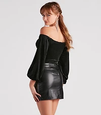 Reign Glitter Velvet Crop Top