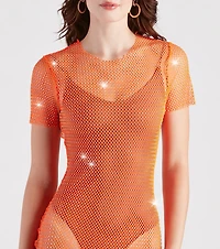 Fierce Summer Vibes Rhinestone Fishnet Mini Dress