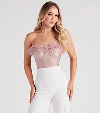 Marabou Cutie Strapless Corset Top