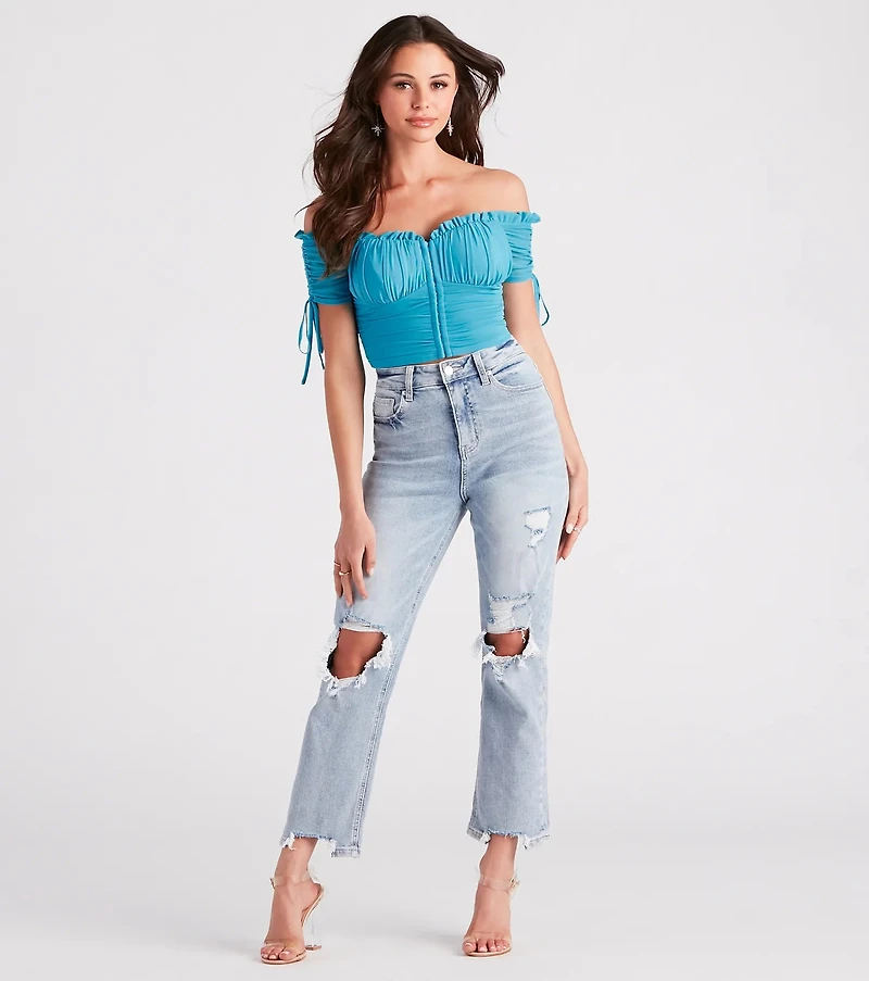 Hooked Ruched Crop Top