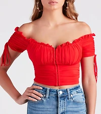 Hooked Ruched Crop Top
