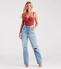 Sweet Affection Ruched Crop Bustier