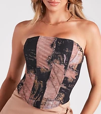 Treasure Me Strapless Printed Bustier
