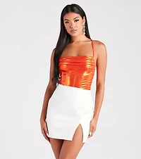 Take Me To The Disco Metallic Corset Top