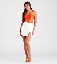 Take Me To The Disco Metallic Corset Top