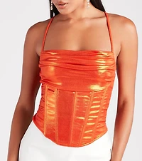 Take Me To The Disco Metallic Corset Top