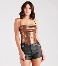 Take Me To The Disco Metallic Corset Top