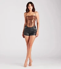 Take Me To The Disco Metallic Corset Top