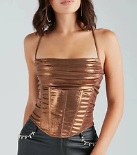 Take Me To The Disco Metallic Corset Top