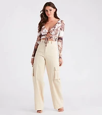 So Obsessed Marble Print Crop Top