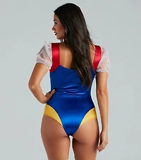 Enchanted Princess Puff Sleeve Satin Bodysuit