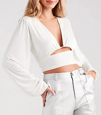 Blown Away Plunge Tie-Back Crop Top
