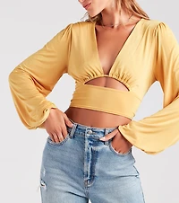 Blown Away Plunge Tie-Back Crop Top