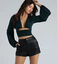 Blown Away Plunge Tie-Back Crop Top