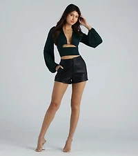 Blown Away Plunge Tie-Back Crop Top