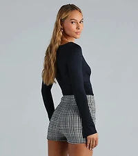 Smooth Silhouette V-Neck Surplice Bodysuit