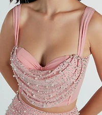 Iconic Glamour Rhinestone And Pearl Bustier Top