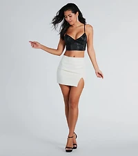 Going For Glam Rhinestone Satin Crop Top