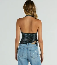 Trendy Energy Metallic Knit Halter Top