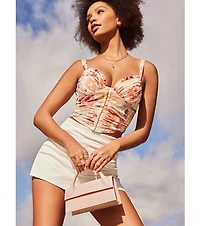 Dreamy Beauty Floral Ruched Mesh Corset Top