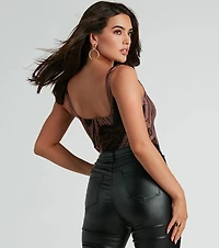 Artistic Impulse Sleeveless Abstract Mesh Bodysuit